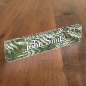 Fern Fronds II Dunkle grüne Natur Namensplakette (Seite)