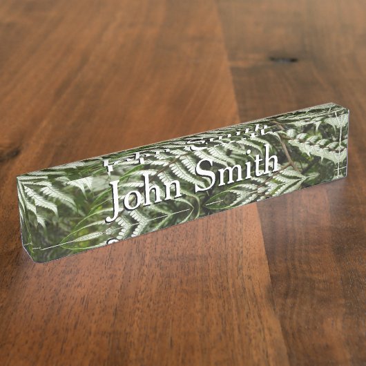 Fern Fronds II Dunkle grüne Natur Namensplakette (Seite)