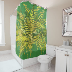 Fern, Fronten, Blumengrün, goldgelb Duschvorhang