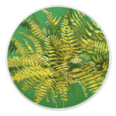 Fern, Fronten, Blumengrün, goldgelb Keramikknauf (Vorderseite)