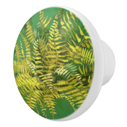 Fern, Fronten, Blumengrün, goldgelb Keramikknauf (Rechts)