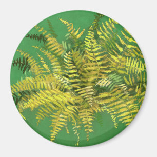 Fern, Fronten, Blumengrün, goldgelb Magnet
