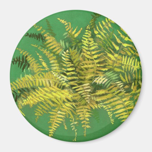 Fern, Fronten, Blumengrün, goldgelb Magnet (Vorne)