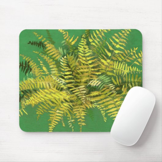 Fern, Fronten, Blumengrün, goldgelb Mousepad (Mit Mouse)