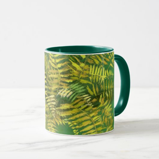 Fern, Fronten, Blumengrün, goldgelb Tasse (VorderseiteRechts)
