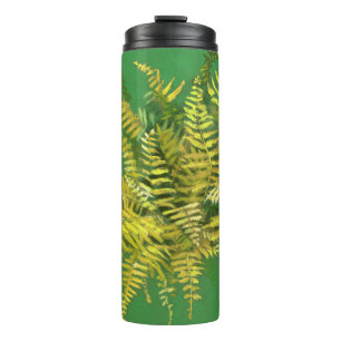 Fern, Fronten, Blumengrün, goldgelb Thermosbecher