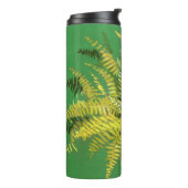 Fern, Fronten, Blumengrün, goldgelb Thermosbecher (Nach links gedreht)
