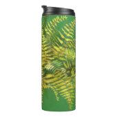 Fern, Fronten, Blumengrün, goldgelb Thermosbecher (Nach rechts gedreht)