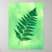 Fern Frontend, grün auf einem Aquarellhintergrund Poster (Vorne)