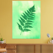 Fern Frontend, grün auf einem Aquarellplatz Canva Leinwanddruck (Insitu (Wohnzimmer))