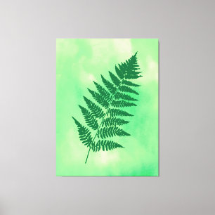Fern Frontend, grün auf einem Aquarellplatz Canva Leinwanddruck
