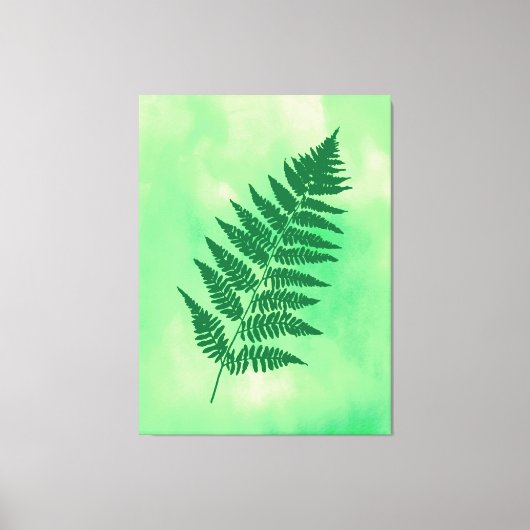 Fern Frontend, grün auf einem Aquarellplatz Canva Leinwanddruck (Vorderseite)