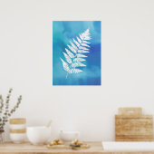 Fern Frontend, weiß auf blauem Aquarell Hintergrun Poster (Küche)