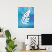 Fern Frontend, weiß auf blauem Aquarell Hintergrun Poster (Heimbüro)