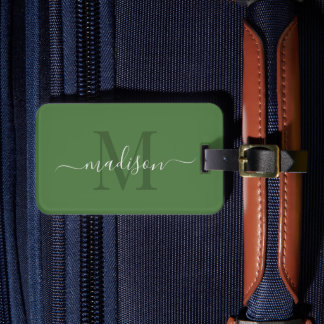 Fern Green Color Custom Initial & Name Gepäckanhänger