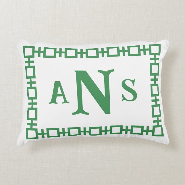 Fern Green Square, griechisches Schlüsselmonogramm Dekokissen (Vorderseite)