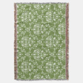 Fern Green und White Damask Decke (Vorderseite Vertikal)