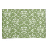 Fern Green und White Damask Kissenbezug (Vorderseite-Rechts)