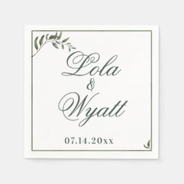 Fern Green Willow Branch Elegante Hochzeit Serviette