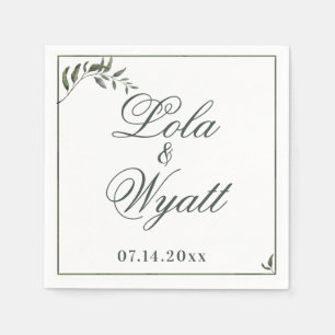 Fern Green Willow Branch Elegante Hochzeit Serviette