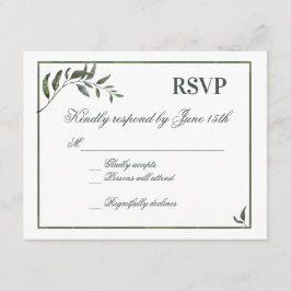 Fern Green Willow Branch Elegante Wedding UAWG RSVP Karte
