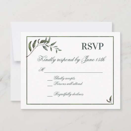 Fern Green Willow Branch Elegante Wedding UAWG RSVP Karte (Vorderseite)