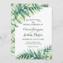 Fern Greenery Watercolor Einladung zur Hochzeit