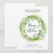 Fern Greenery Wedding Save the date, Tropical Date (Vorne/Hinten)