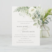 Fern Greenery White Floral Couples Dusche laden Dankeskarte (Stehend Vorderseite)