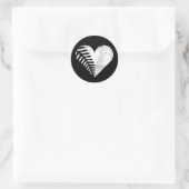 Fern Heart Dark Runder Aufkleber (Tasche)
