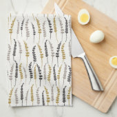 Fern Hütte Print Gold und Grau Geschirrtuch (Viertel Falte)