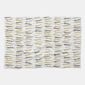 Fern Hütte Print Gold und Grau Geschirrtuch (Horizontal)