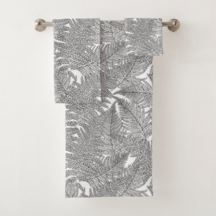 Fern in Schwarz und Weiß Badhandtuch Set