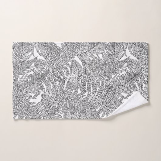 Fern in Schwarz und Weiß Badhandtuch Set (Handtuch)