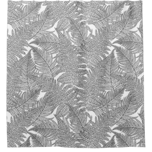 Fern in Schwarz und Weiß Duschvorhang (Vorderseite)