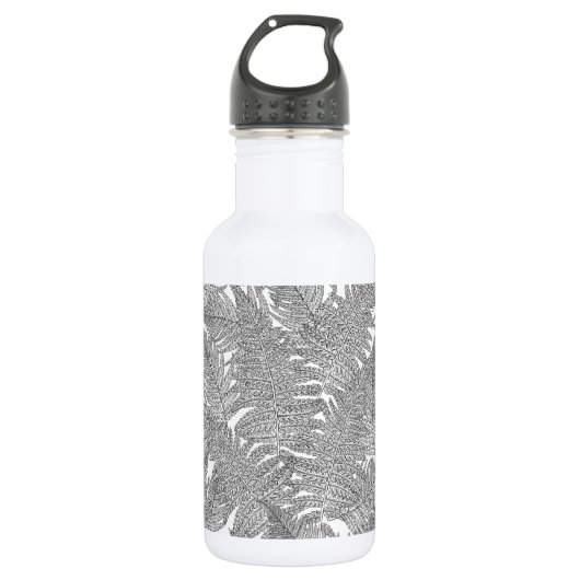Fern in Schwarz und Weiß Edelstahlflasche (Vorderseite)