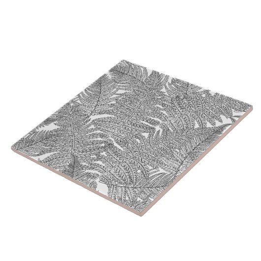 Fern in Schwarz und Weiß Fliese (Seite)