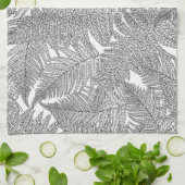 Fern in Schwarz und Weiß Geschirrtuch (Gefaltet)