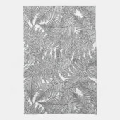 Fern in Schwarz und Weiß Geschirrtuch (Vertikal)