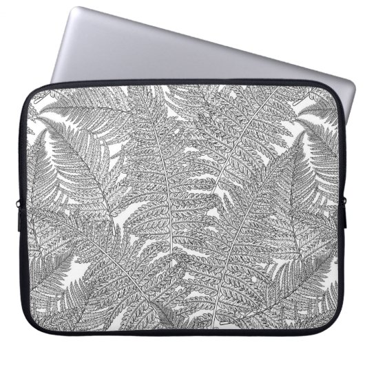 Fern in Schwarz und Weiß Laptopschutzhülle (Vorderseite)
