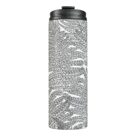 Fern in Schwarz und Weiß Thermosbecher (Vorderseite)