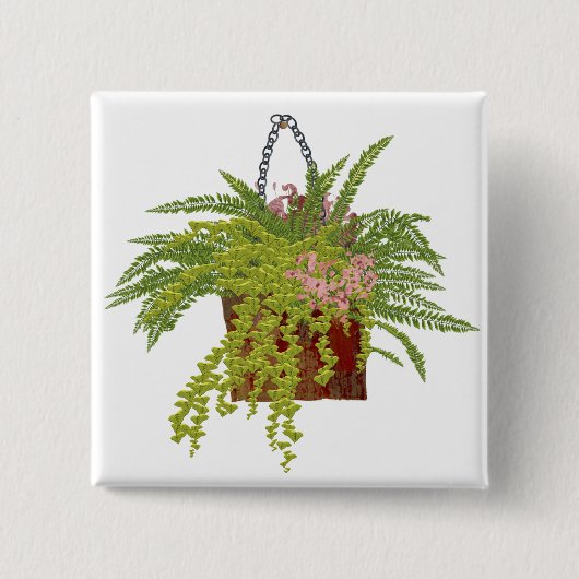 Fern Ivy Hanging Plant Botanical Illustration Art Button (Vorderseite)