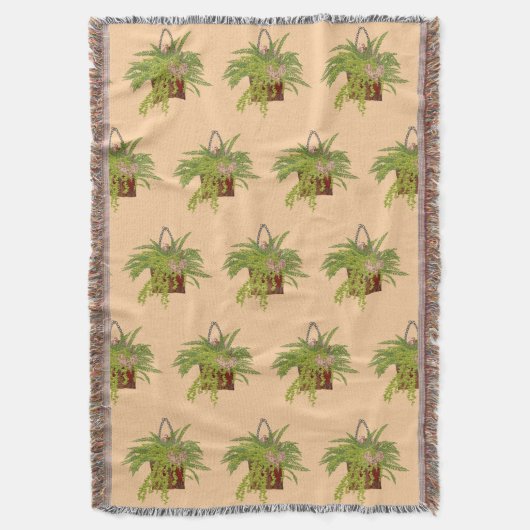 Fern Ivy Hanging Plant Botanical Illustration Art Decke (Vorderseite Vertikal)