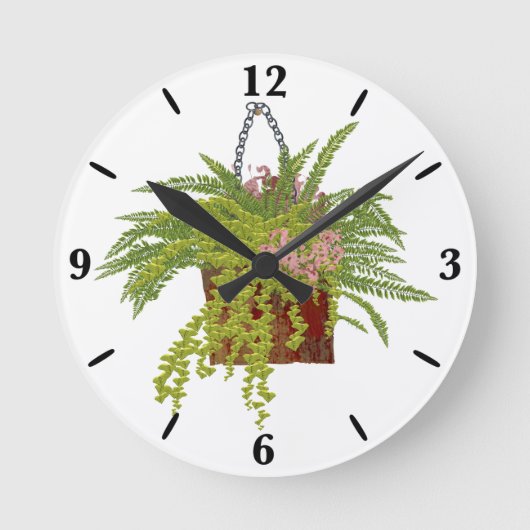 Fern Ivy Hanging Plant Botanical Illustration Art Runde Wanduhr (Vorderseite)