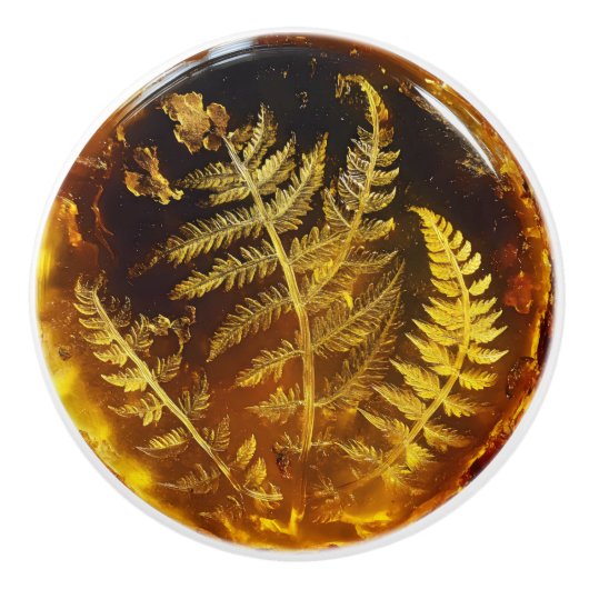 Fern Leaf Amber Muster Keramikknauf (Vorderseite)