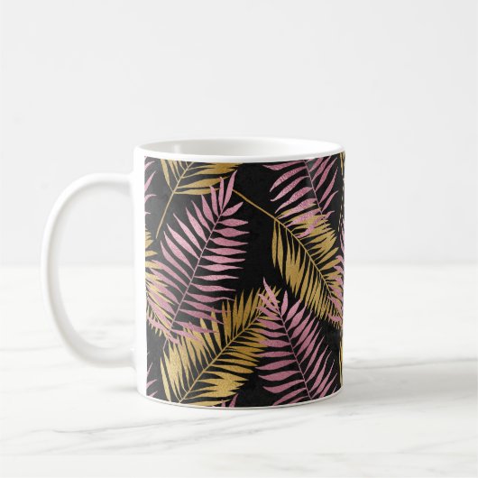 Fern Leaf Design in Rosa und Gold Kaffeetasse (Links)