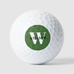 Fern Leaf Eleganter schwarzer Name und weißer An Golfball
