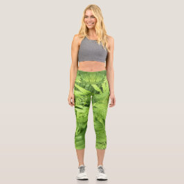 Fern Leaf Hoher Waste Leggings: Garten Fitness Zuh Capri Leggings