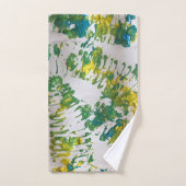 Fern Leaf Print Green Painting Fibre Art Badhandtuch Set (Handtuch)