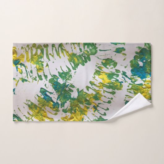 Fern Leaf Print Green Painting Fibre Art Badhandtuch Set (Handtuch)
